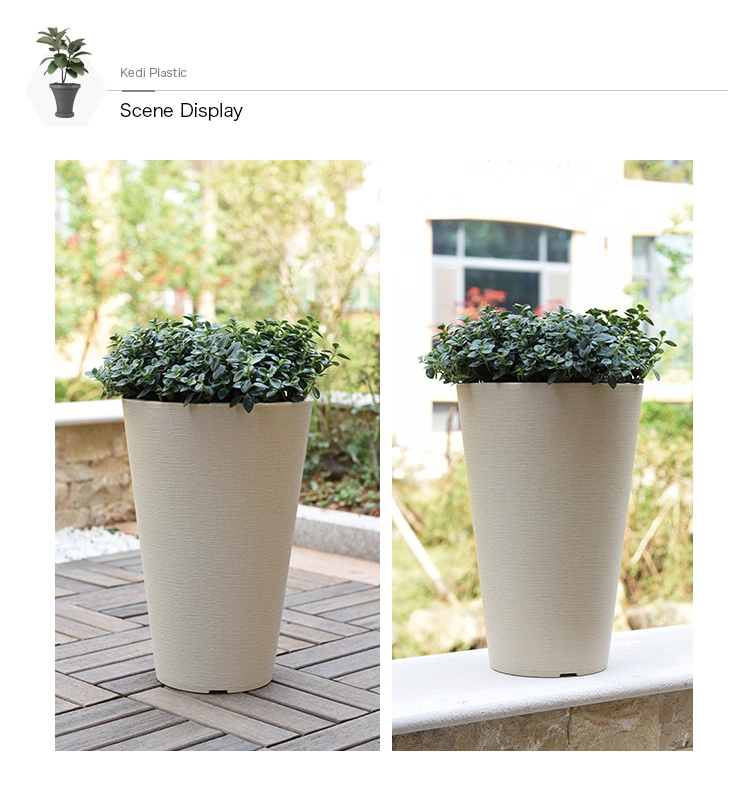 Tall Round Plastic Flower Pot Home Plant Pot (KD9951-KD9954)